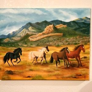 Origional Oil Painting, 'Wild Horses' 🐎